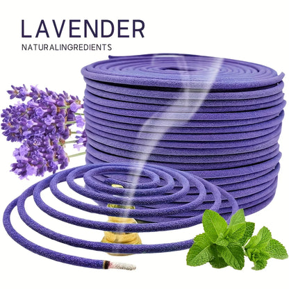 Purple garden hose with lavender flowers and mint leaves on a white background