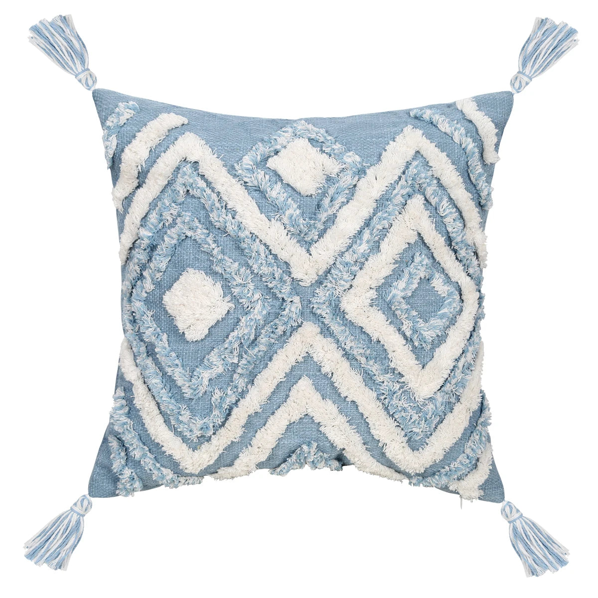 Tranquil Blues Cushion Covers – Luxury Tufted Geometric Designs for Sofa & Bed