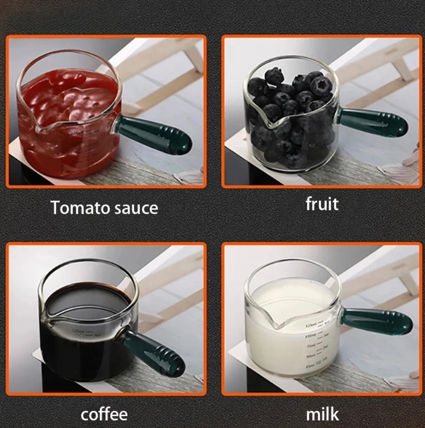 Glass Measuring Jug with Handle - Perfect for Coffee, Milk & More