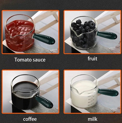 Glass Measuring Jug with Handle - Perfect for Coffee, Milk & More