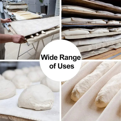 Collage of bread-making process with text 'Wide Range of Uses'.
