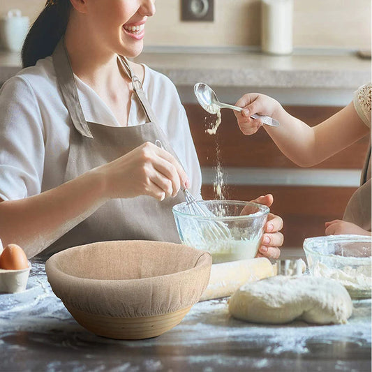 Woman and child baking together in a kitchen