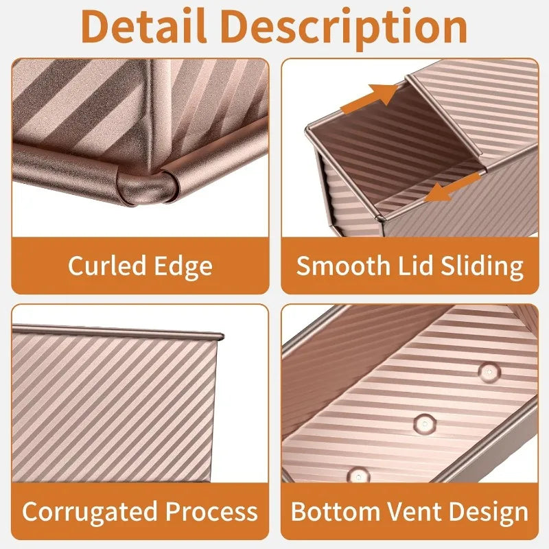 Product features including curled edge, smooth lid sliding, corrugated process, and bottom vent design.