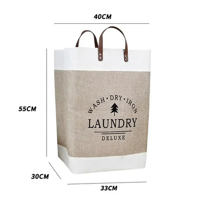 Laundry basket with dimensions labeled on a white background