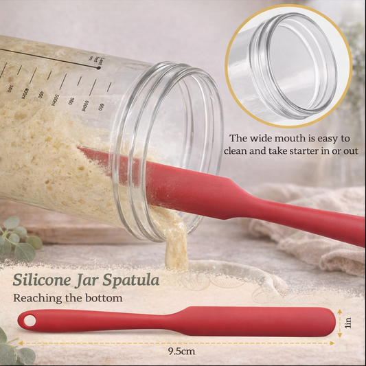 Sourdough Starter Jar Kit - 650ml Glass Fermentation Container with Aluminum Lid