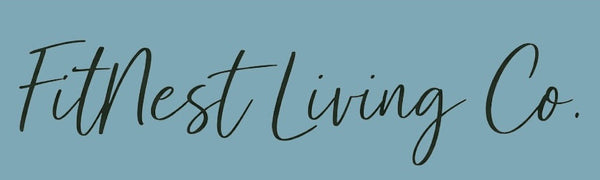 Logo of FitNest Living Co. on a blue background