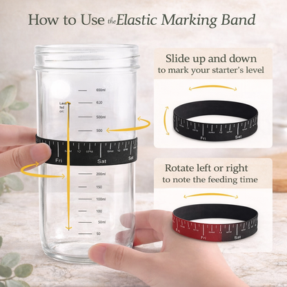 Sourdough Starter Jar Kit - 650ml Glass Fermentation Container with Aluminum Lid