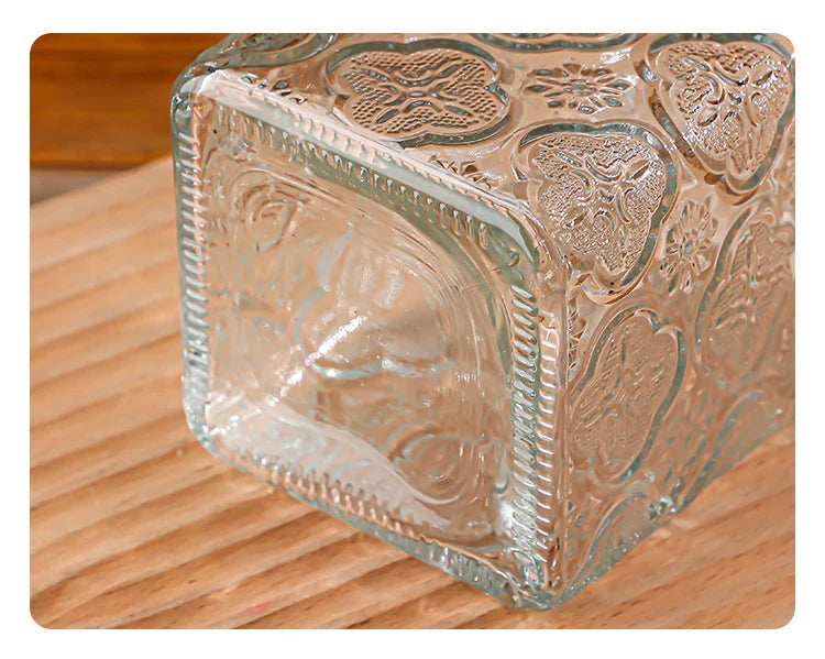 Embossed Glass Storage Jars