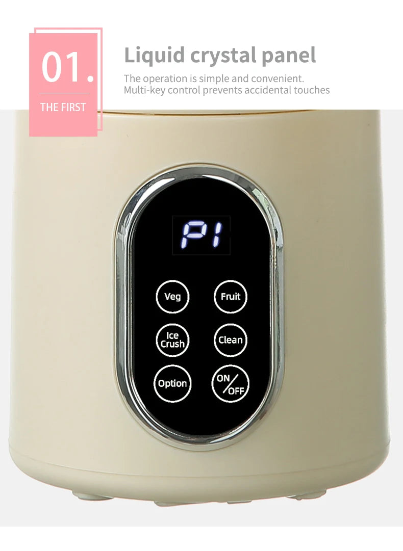 Digital control panel of a kitchen appliance with liquid crystal display and buttons.