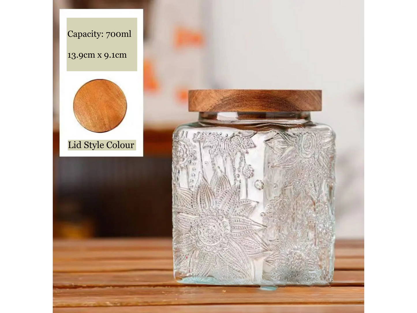 Embossed Glass Storage Jars