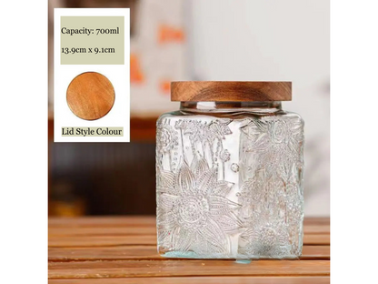 Embossed Glass Storage Jars