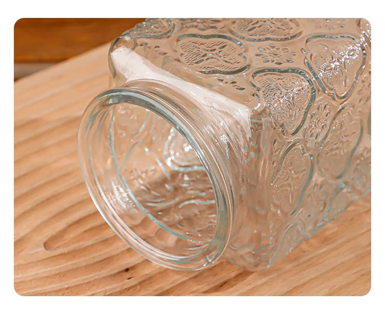 Embossed Glass Storage Jars