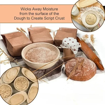 Bread-making setup with bread, rolling pin, and text about creating a script crust.