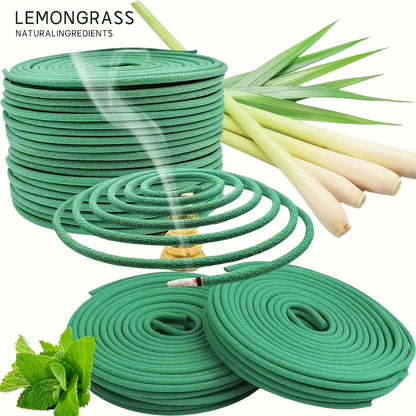 Green garden hose with lemongrass stalks and leaves on a white background