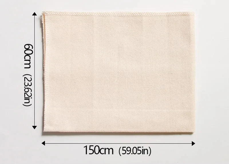 Beige fabric square with dimensions labeled on a white background