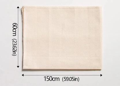 Beige fabric square with dimensions labeled on a white background