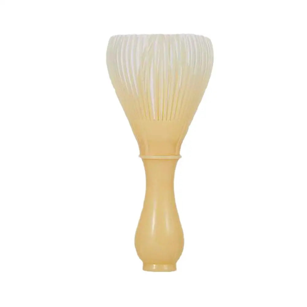 Beige hairbrush on a white background