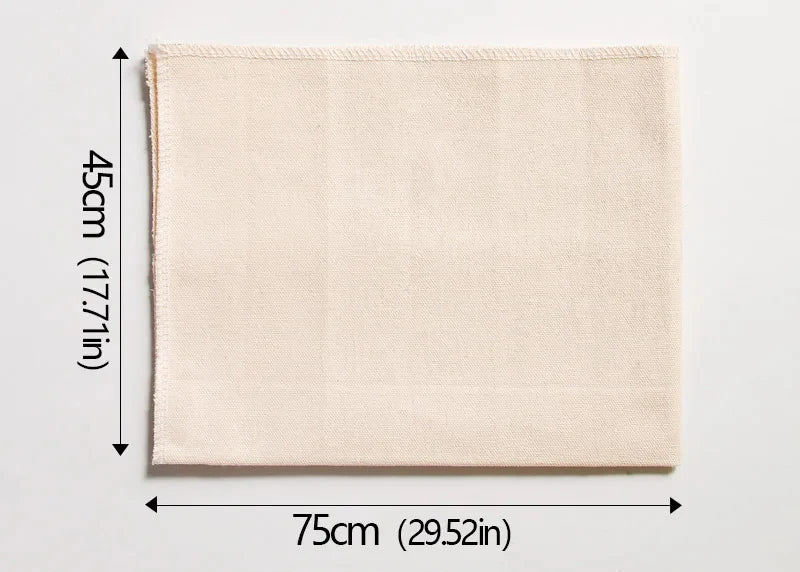 Beige fabric square with dimensions labeled on a white background