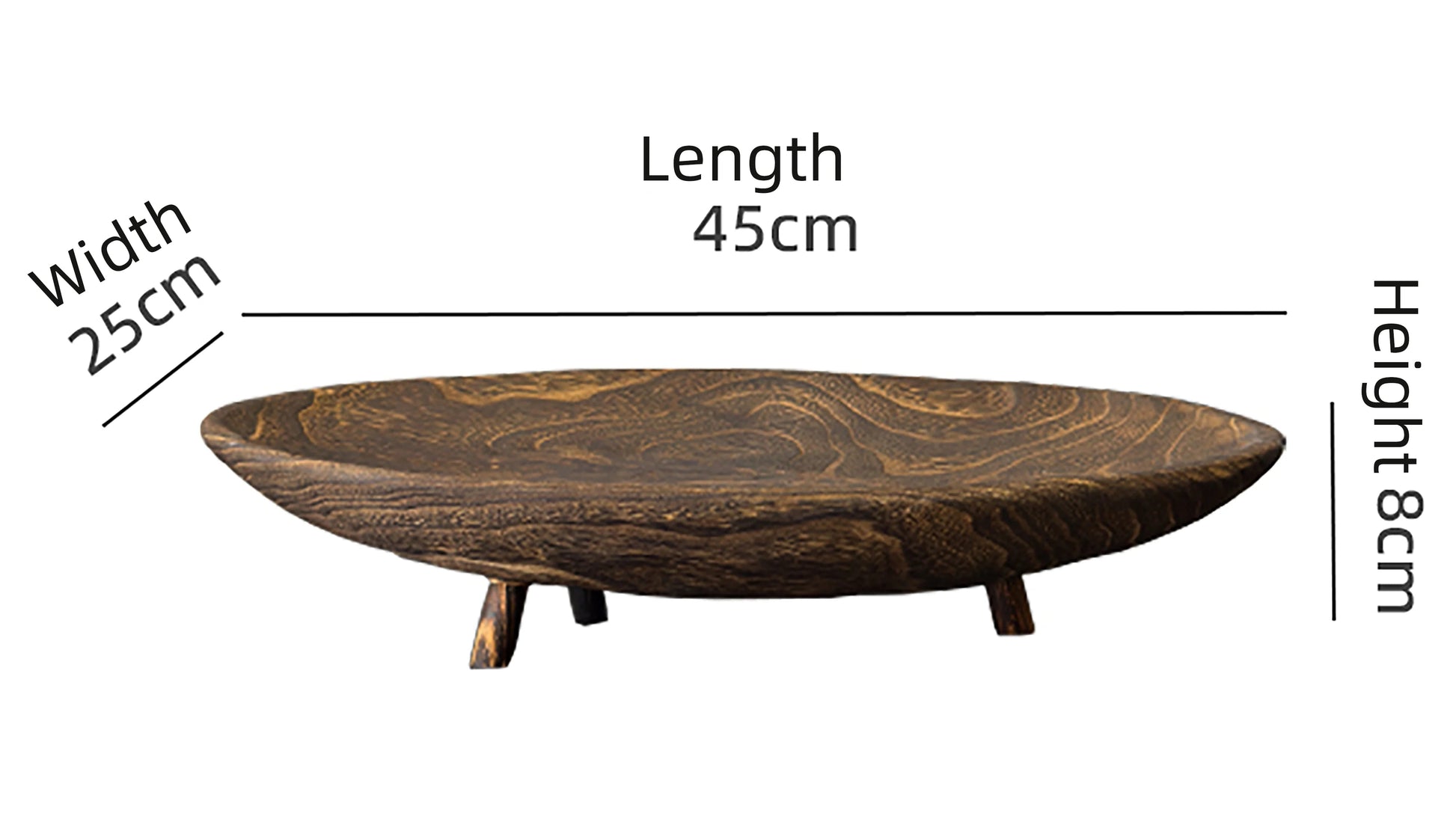 Wooden table with dimensions labeled on a white background