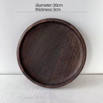 Wooden plate with measurements on a white background