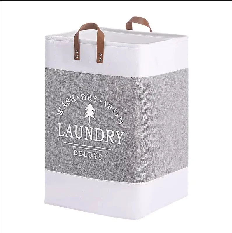 Laundry bag with text and handles on a white background
