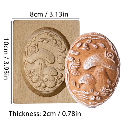 1PC Wood Cookie Moulds with Flower Patterns