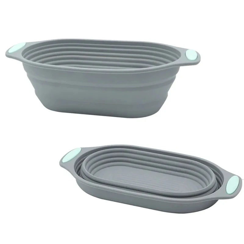 Two gray silicone bowls of different sizes on a white background