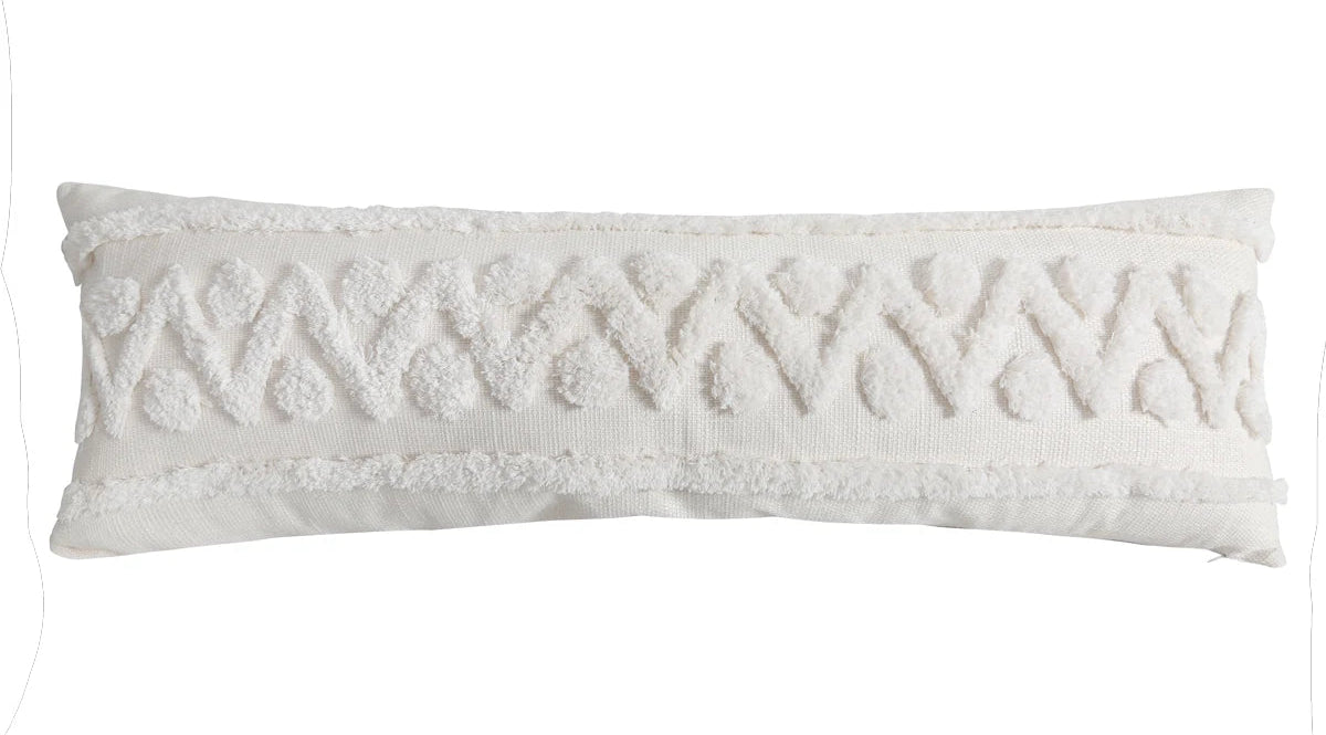 White textured pillow on a white background