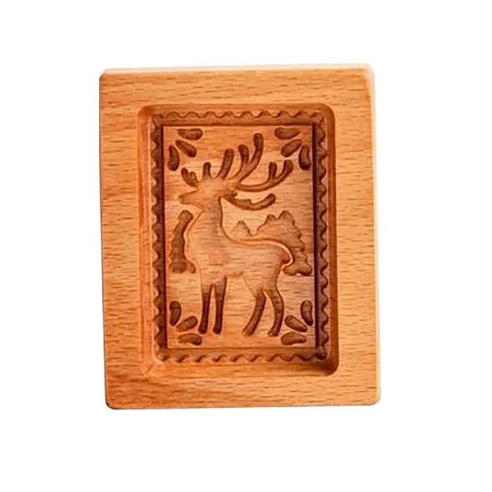 Wooden coaster with deer design on a white background