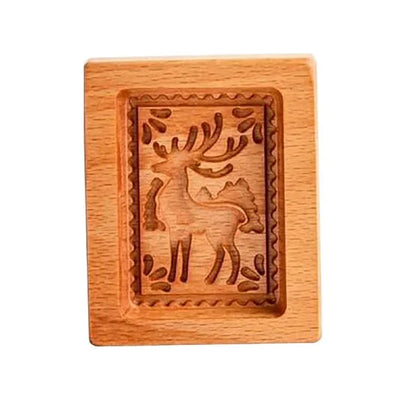 Wooden coaster with deer design on a white background